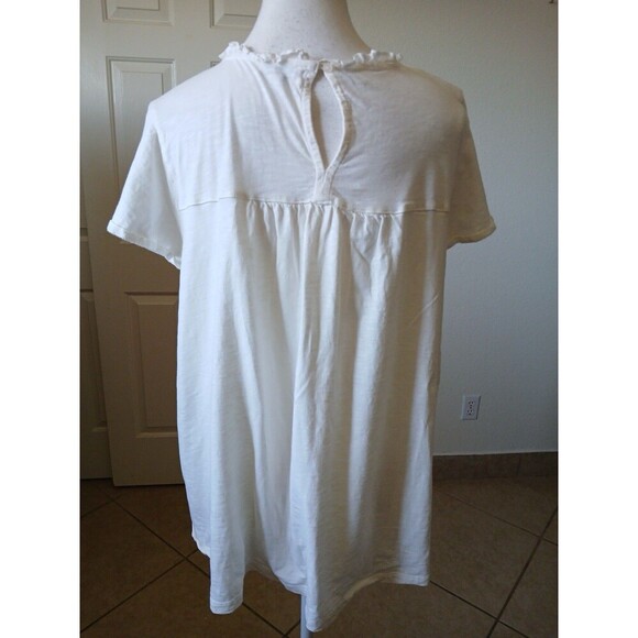 Ella Moss Womens Eyelet Knit Top Cream XXL Short Sleevs Pretty Beach Summer - Picture 3 of 14